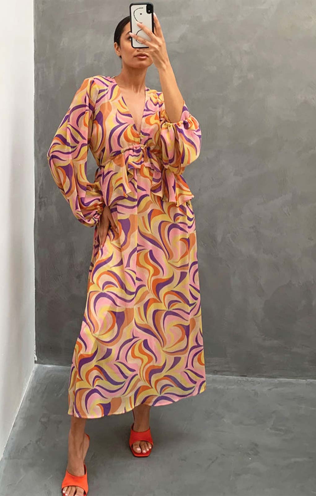 Never Fully Dressed Autumnal Swirl Midi Dress product image