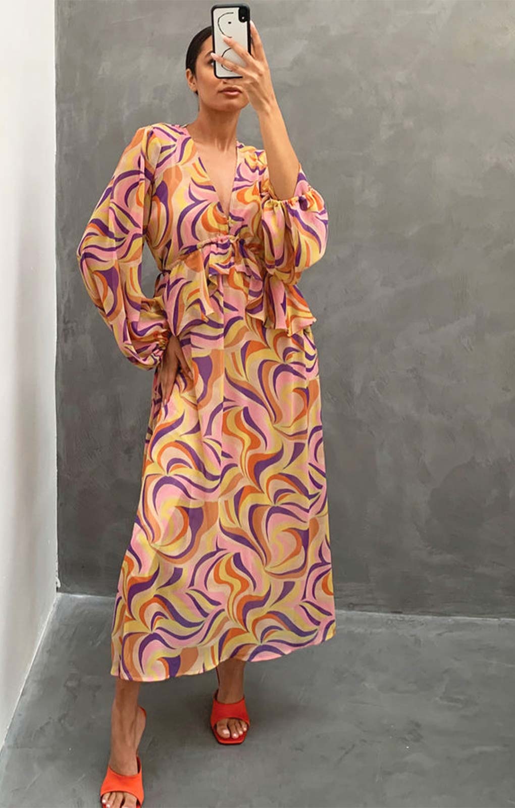 Never Fully Dressed Autumnal Swirl Midi Dress