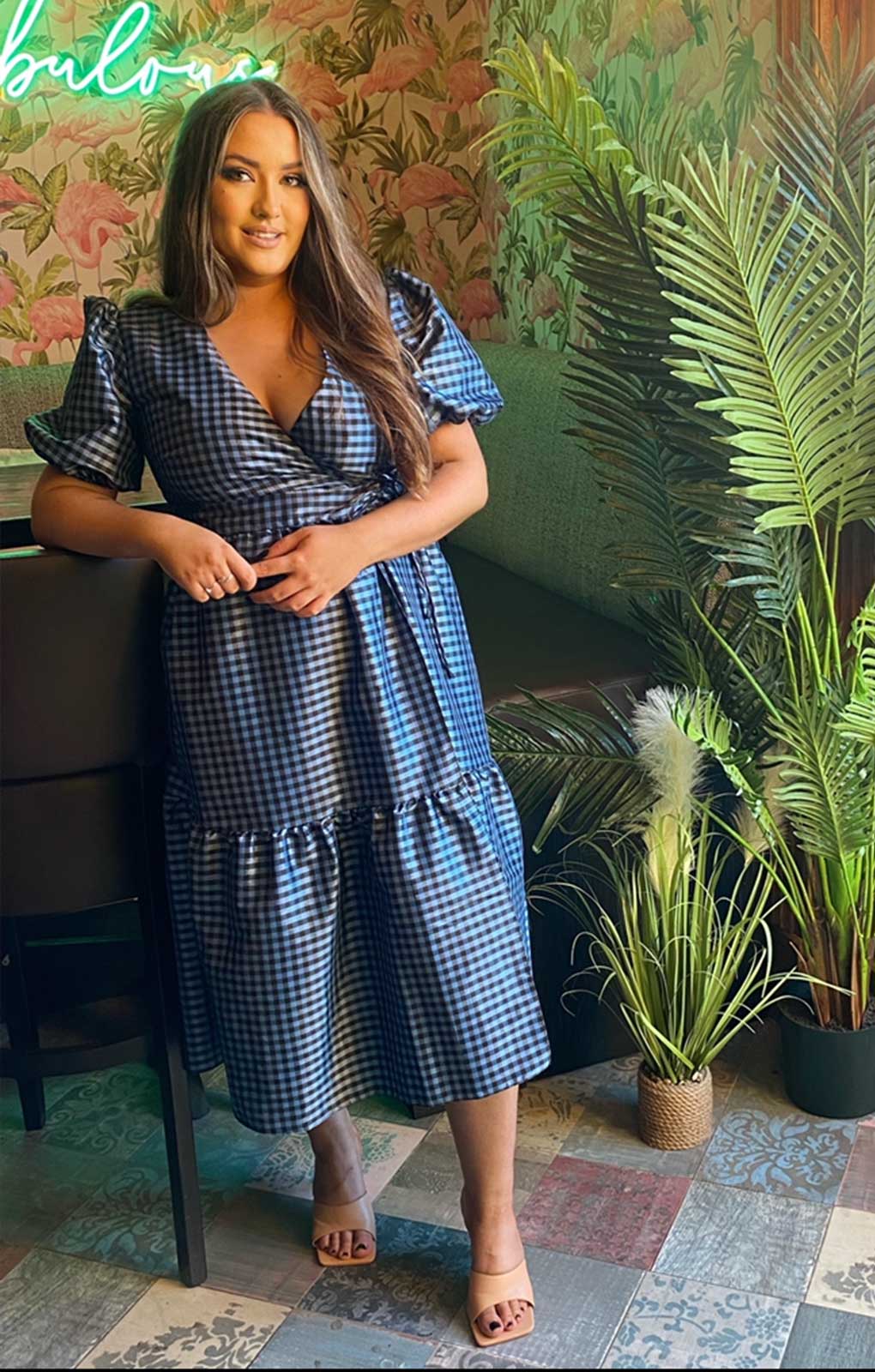 Nobody's Child Navy Check Nina Midi Dress