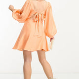Nobody's Child Petite Zola Balloon Sleeve Mini Dress In Orange