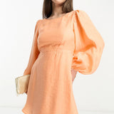 Nobody's Child Petite Zola Balloon Sleeve Mini Dress In Orange