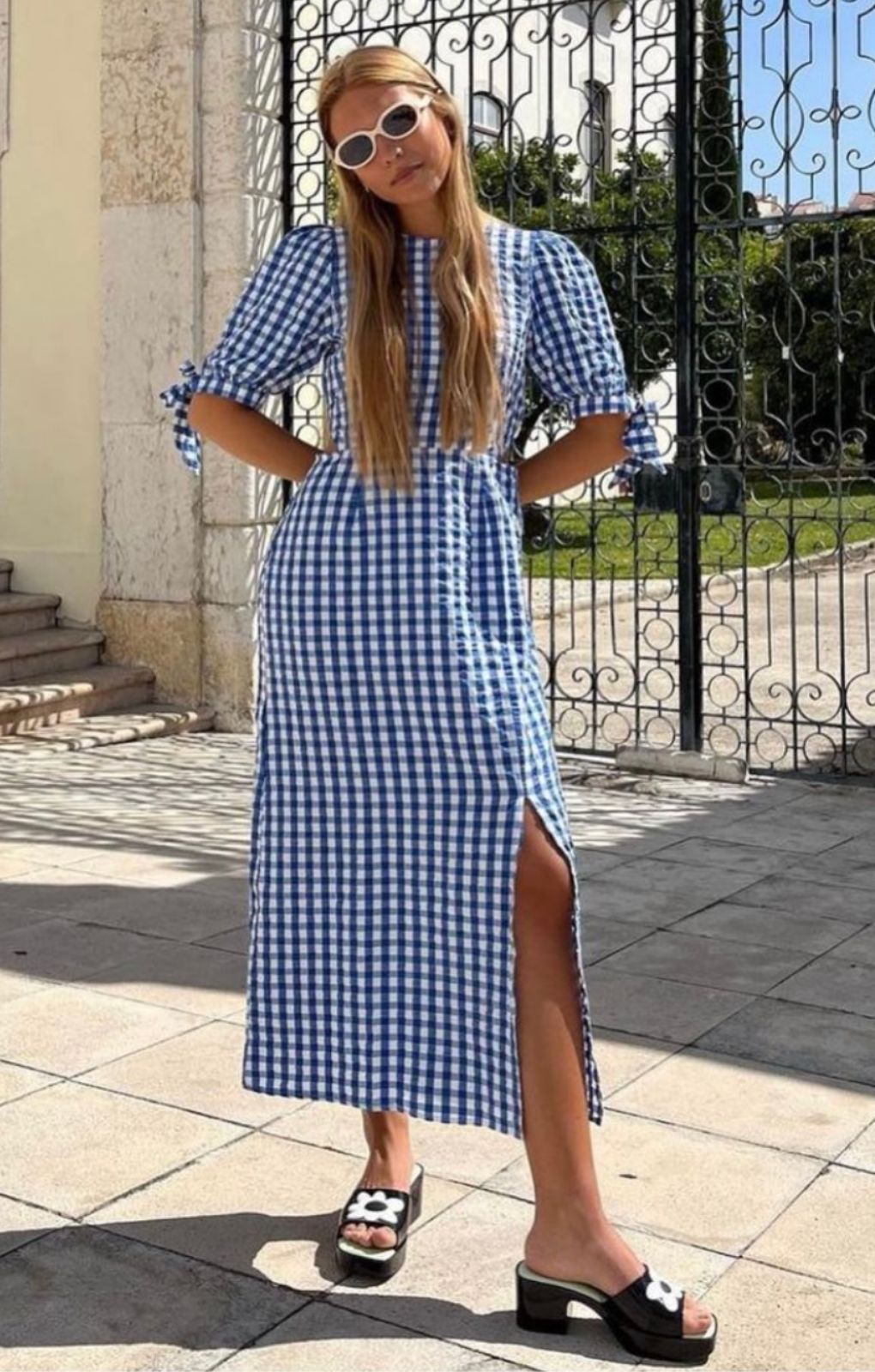 Nobody's Child Cut Out Gingham Esme Midi Dress