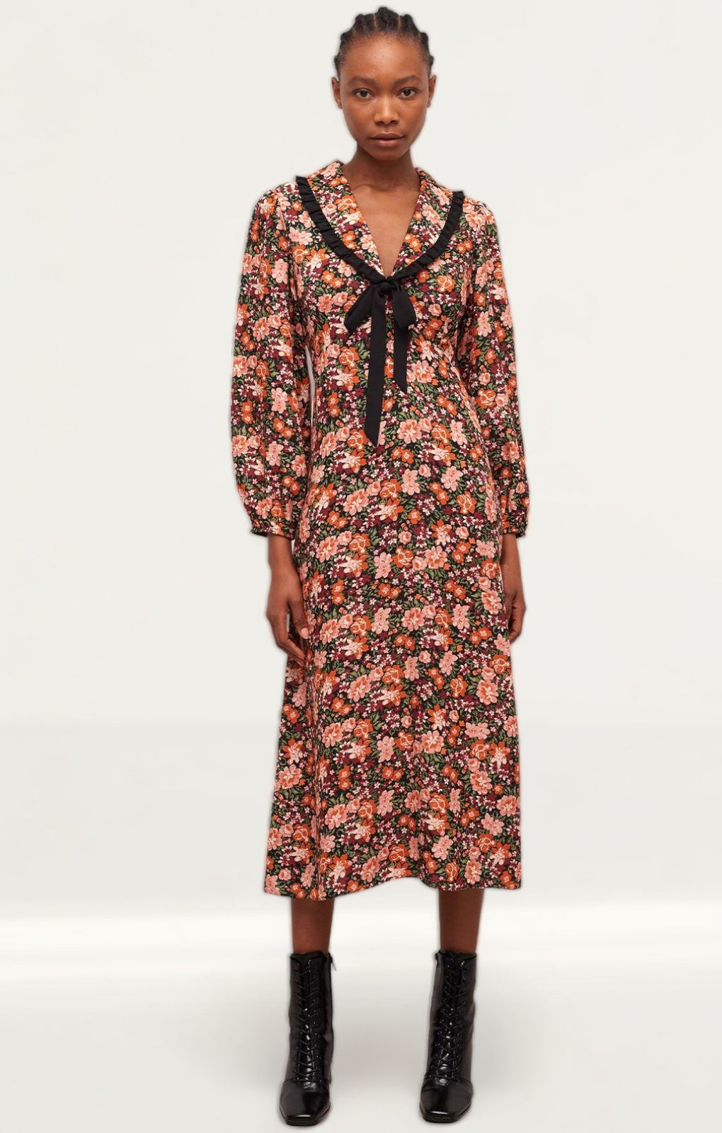 Nobody's Child Autumnal Floral Phoebe Collared Midi Dress