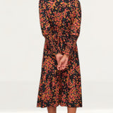 Nobody's Child Black and Orange Floral Cara Midi Dress product image