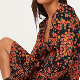 Nobody's Child Black and Orange Floral Cara Midi Dress product image