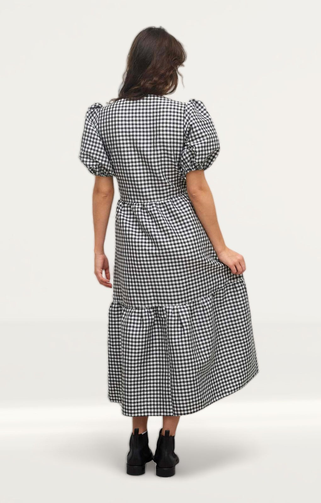 Nobody's Child Black and White Check Nina Wrap Midi Dress