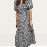 Nobody's Child Black and White Check Nina Wrap Midi Dress product image