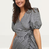 Nobody's Child Black and White Check Nina Wrap Midi Dress product image