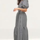 Nobody's Child Black and White Check Nina Wrap Midi Dress product image