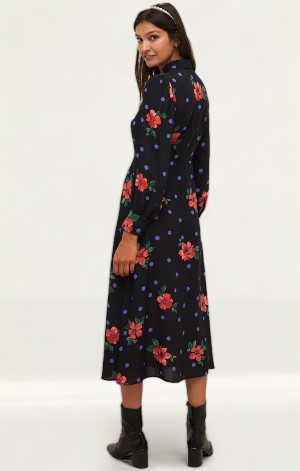 Nobody's Child Black Spot Floral Tessie Midi Dress