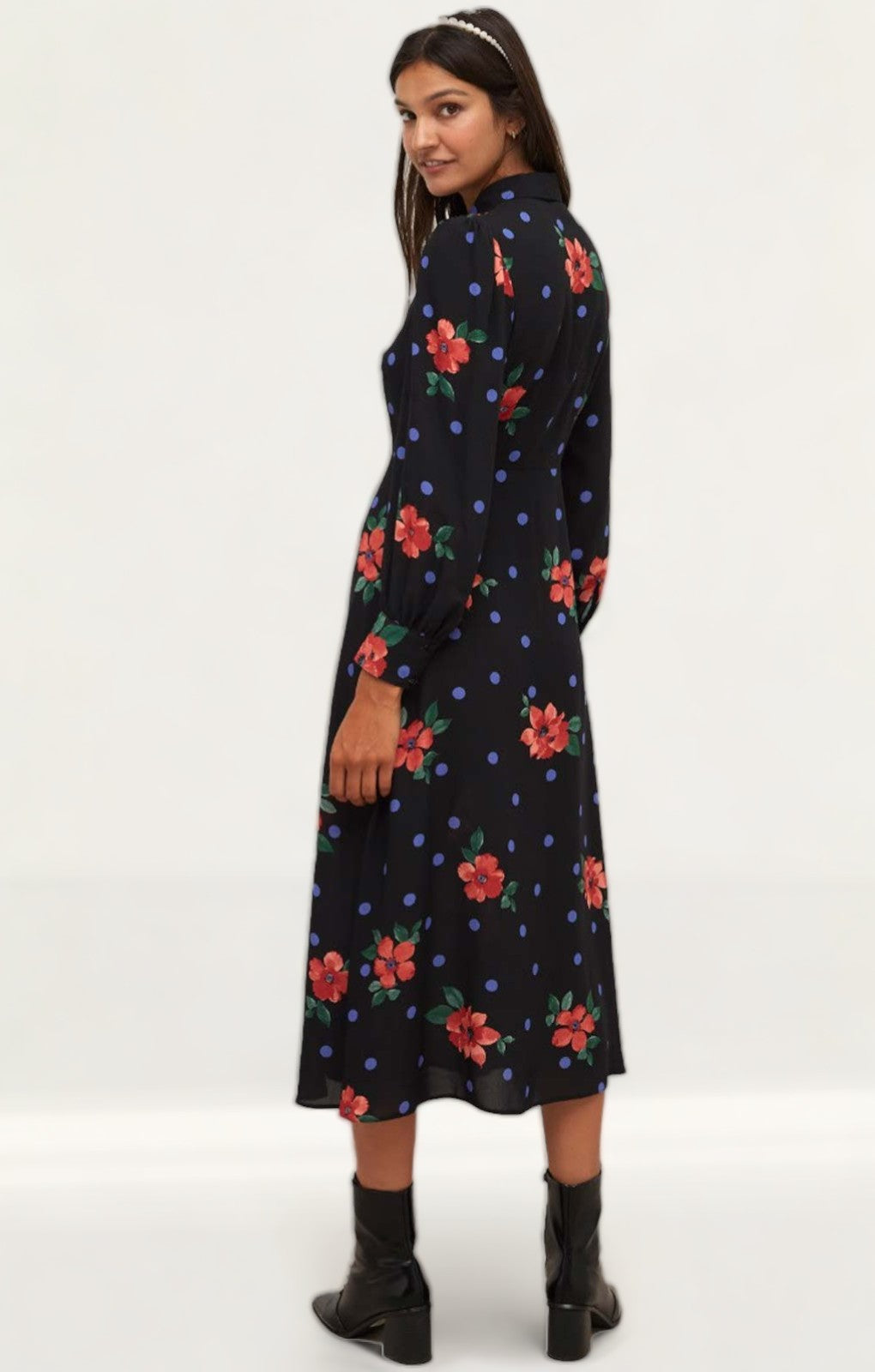 Nobody's Child Black Spot Floral Tessie Midi Dress product image