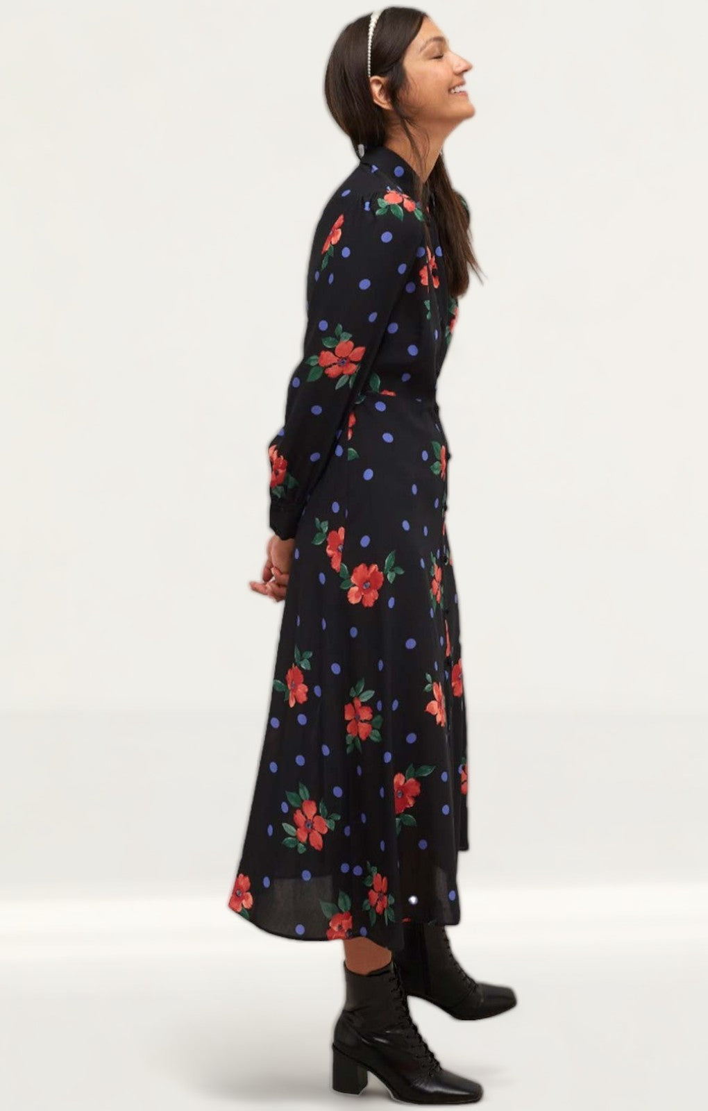 Nobody's Child Black Spot Floral Tessie Midi Dress product image