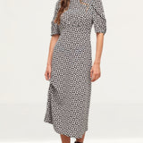 Nobody's Child Checkerboard Evie Ruched Sleeve Midi Dress