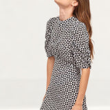 Nobody's Child Checkerboard Evie Ruched Sleeve Midi Dress