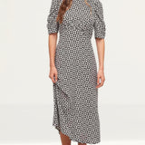 Nobody's Child Checkerboard Evie Ruched Sleeve Midi Dress