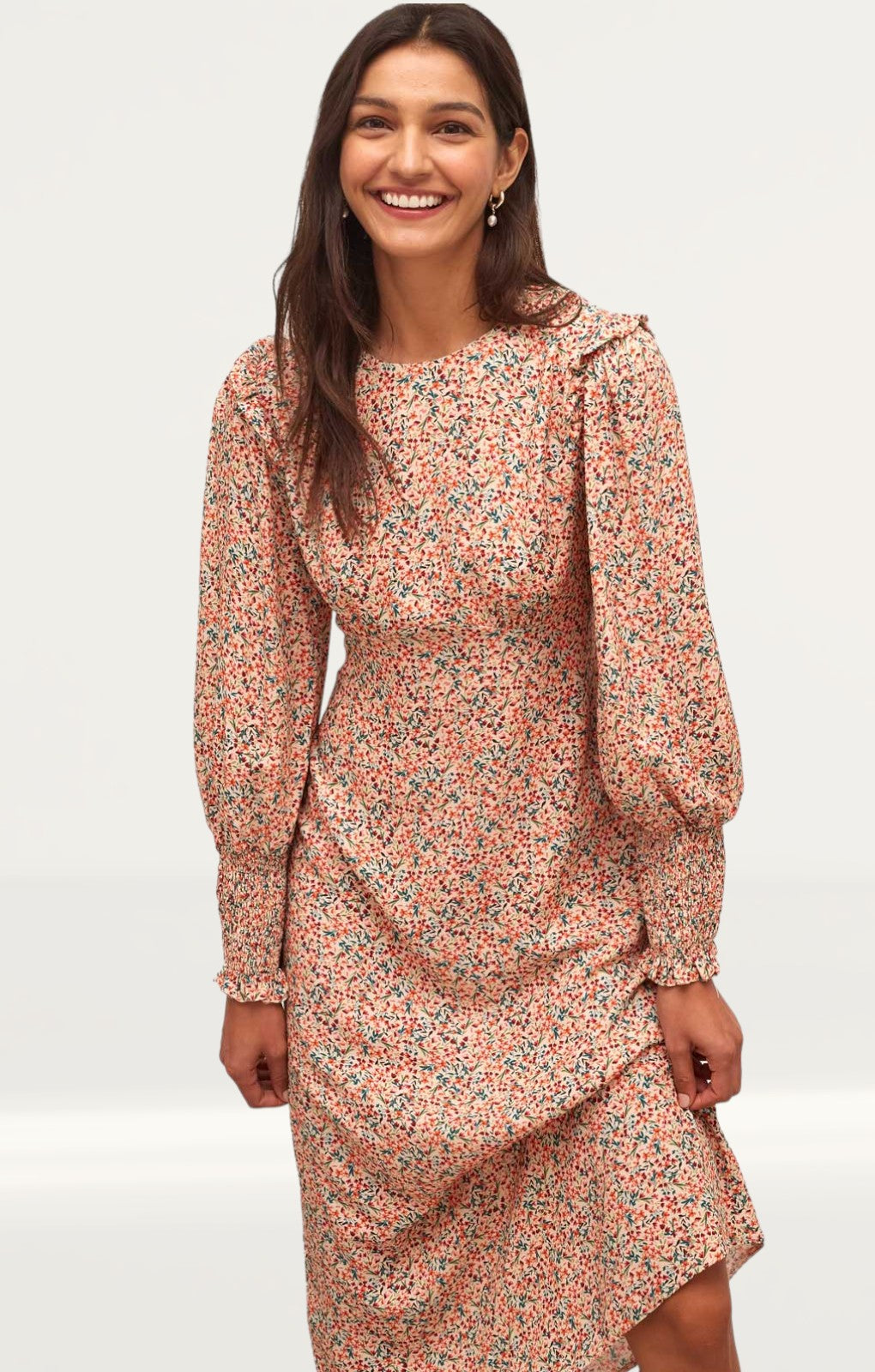 Nobody's Child Cream Multi Floral Ariana Midi Dress
