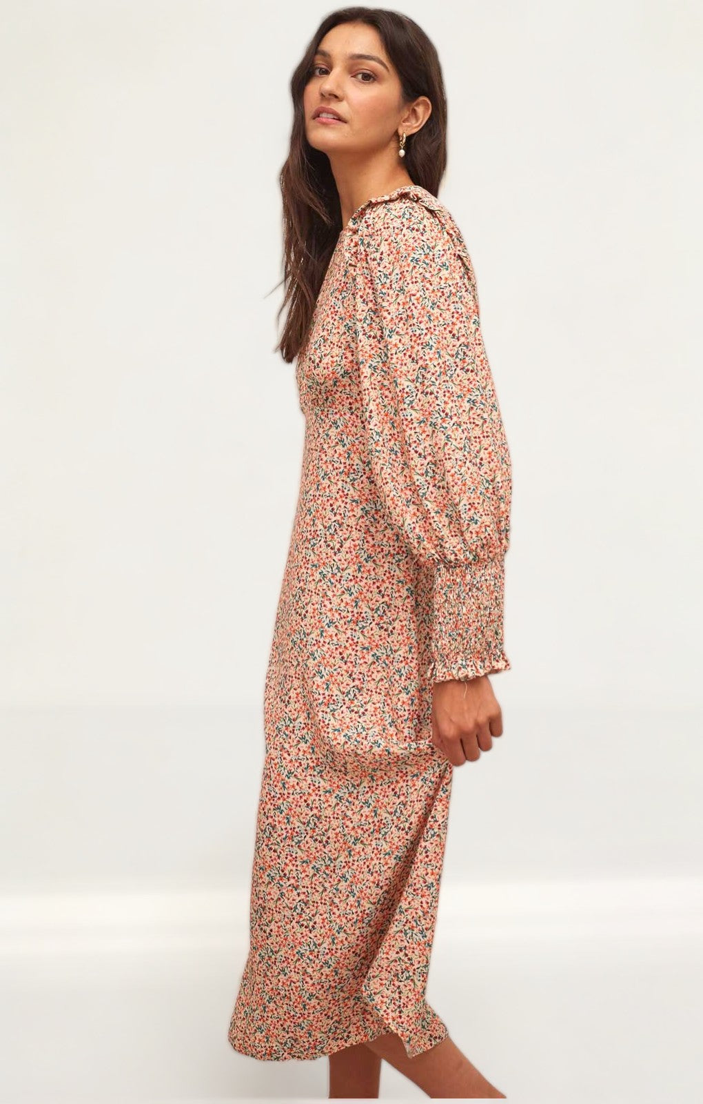 Nobody's Child Cream Multi Floral Ariana Midi Dress
