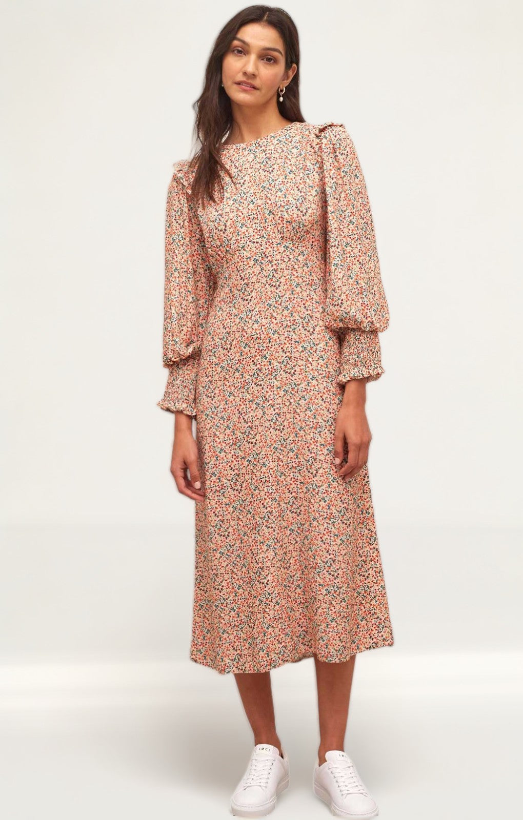 Nobody's Child Cream Multi Floral Ariana Midi Dress