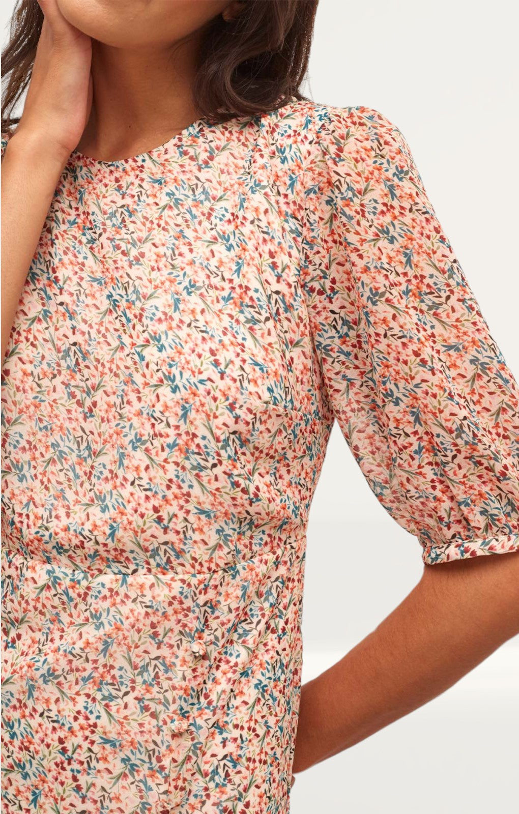 Nobody's Child Cream Multi Floral Ariana Midi Dress
