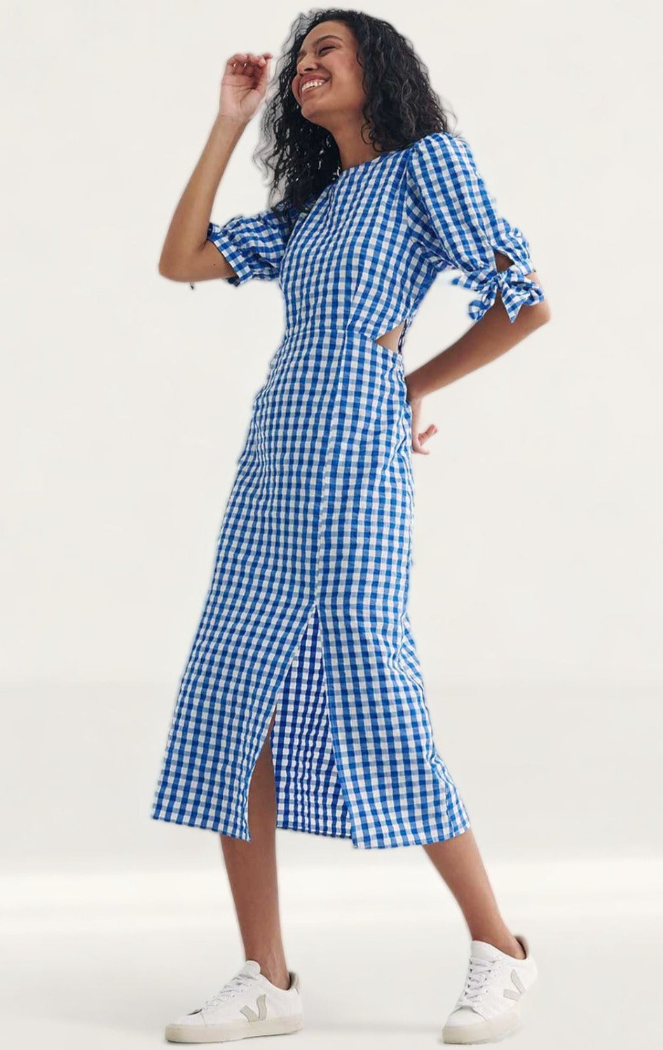 Nobody's Child Cut Out Gingham Esme Midi Dress