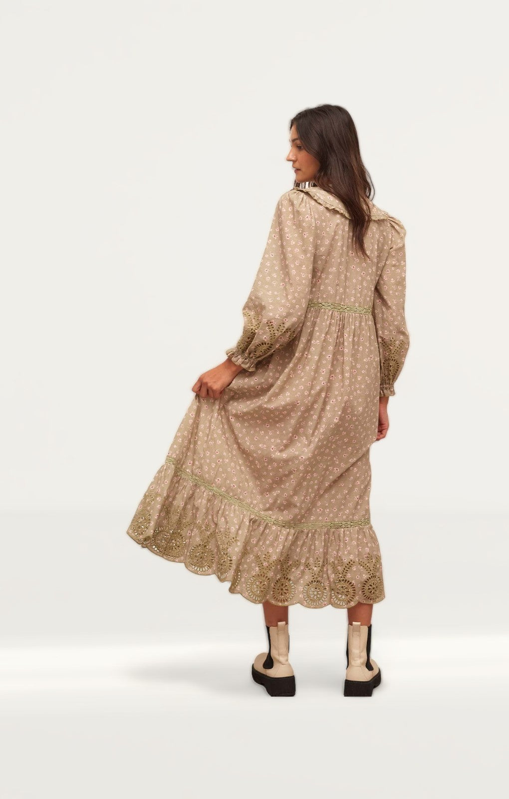 Nobody's Child Green Floral Katie Smock Midi Dress