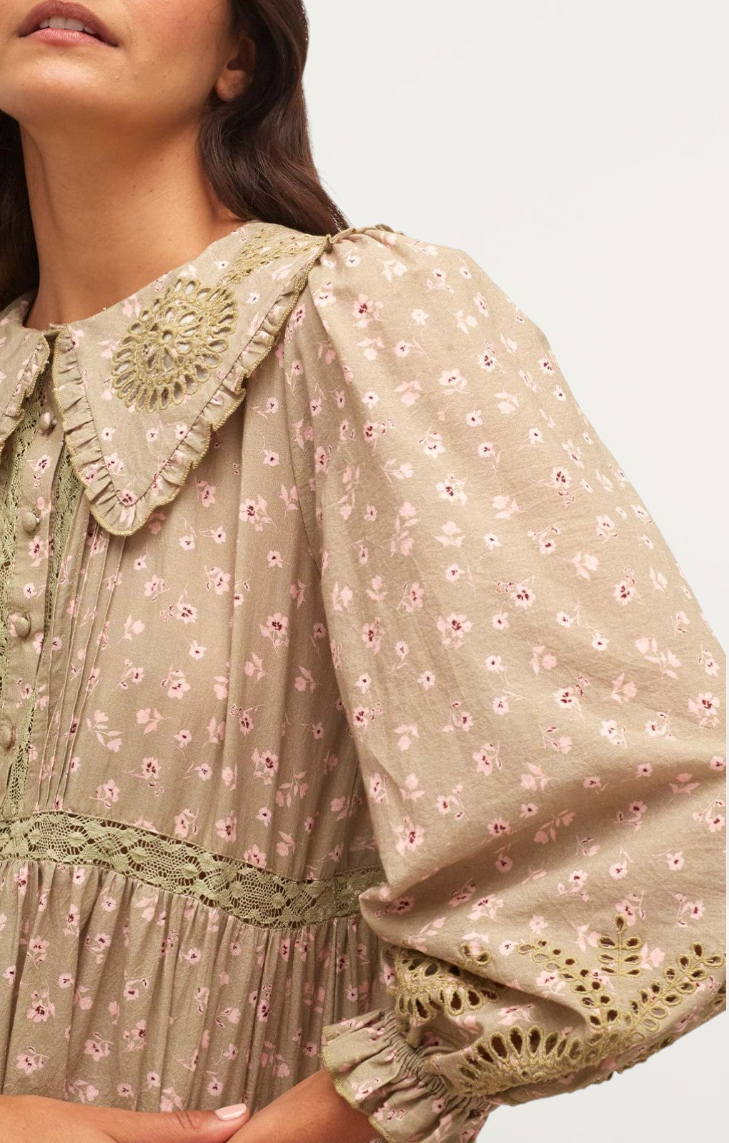 Nobody's Child Green Floral Katie Smock Midi Dress