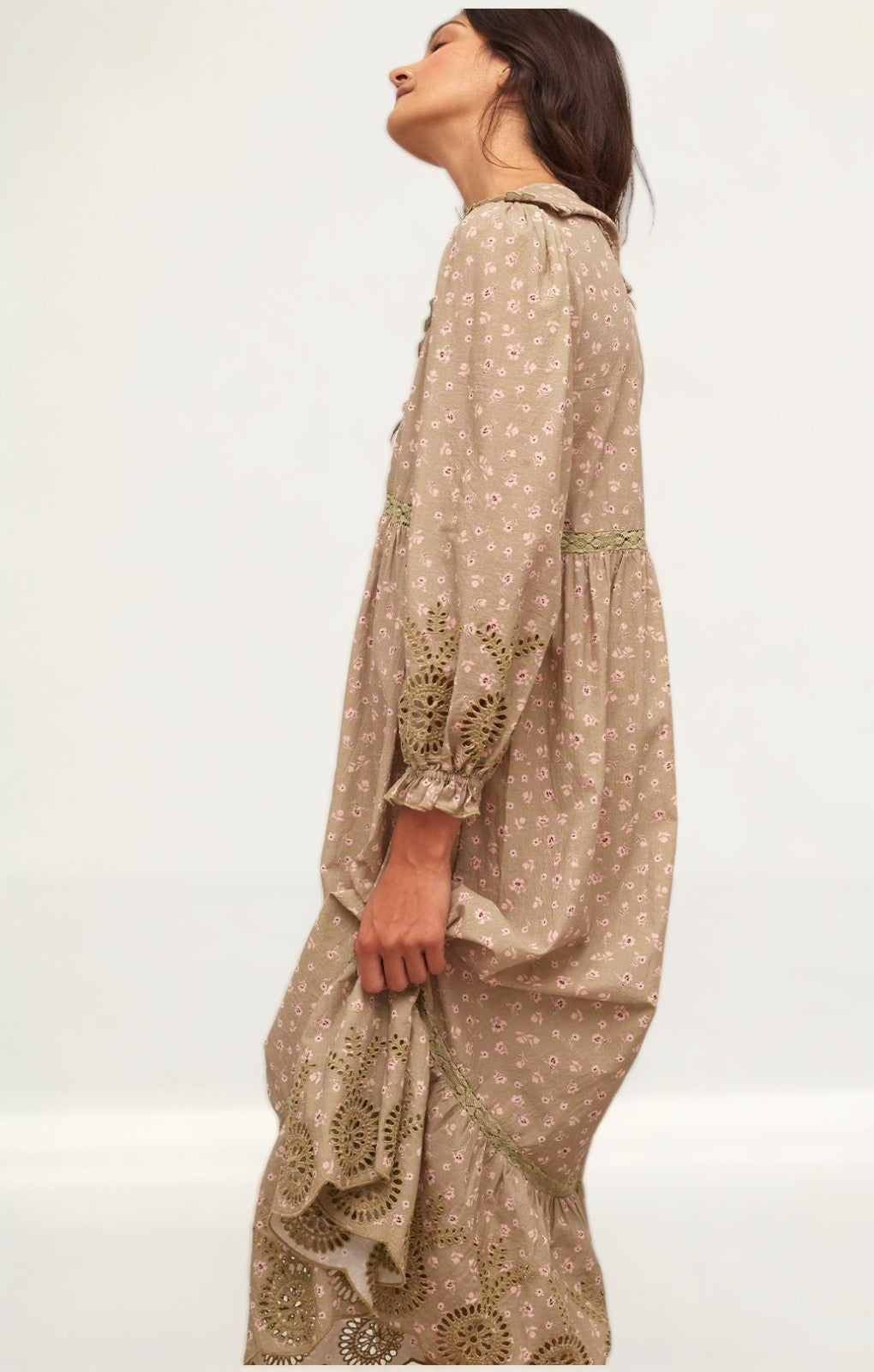 Nobody's Child Green Floral Katie Smock Midi Dress