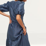 Nobody's Child Navy Check Nina Midi Dress