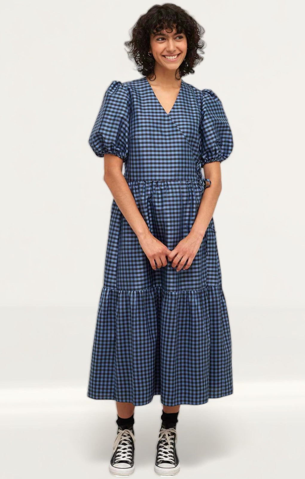 Nobody's Child Navy Check Nina Midi Dress