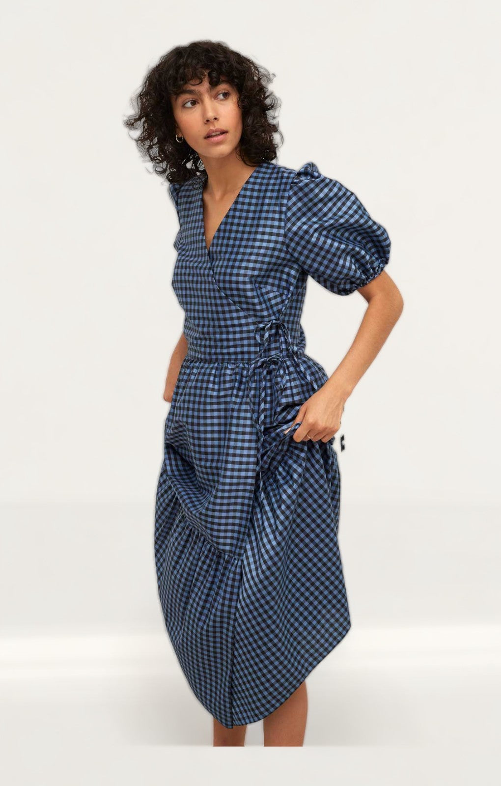 Nobody's Child Navy Check Nina Midi Dress