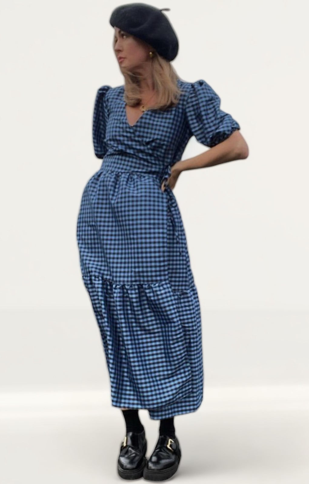 Nobody's Child Navy Check Nina Midi Dress