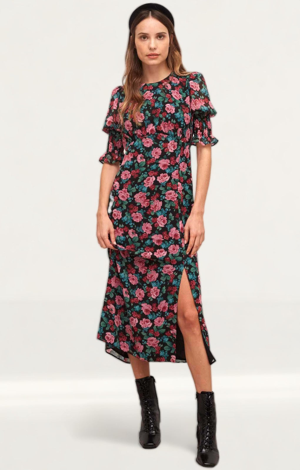 Nobody's Child Pink Floral Luna Midi Dress
