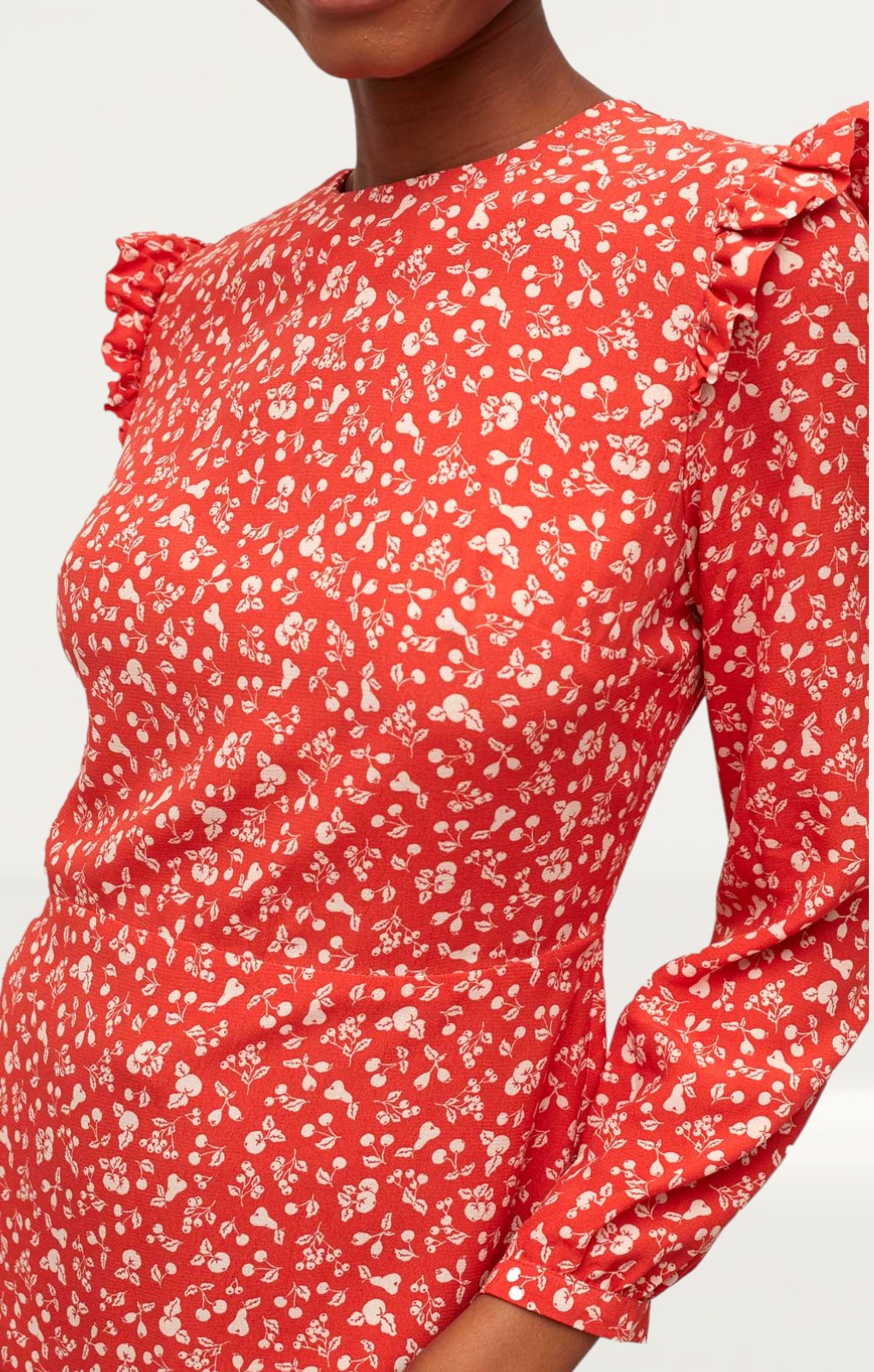 Nobody's Child Red Ditsy Fruits Cecile Maxi Dress