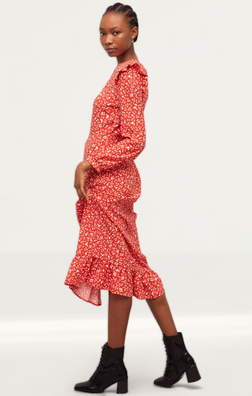 Nobody's Child Red Ditsy Fruits Cecile Maxi Dress