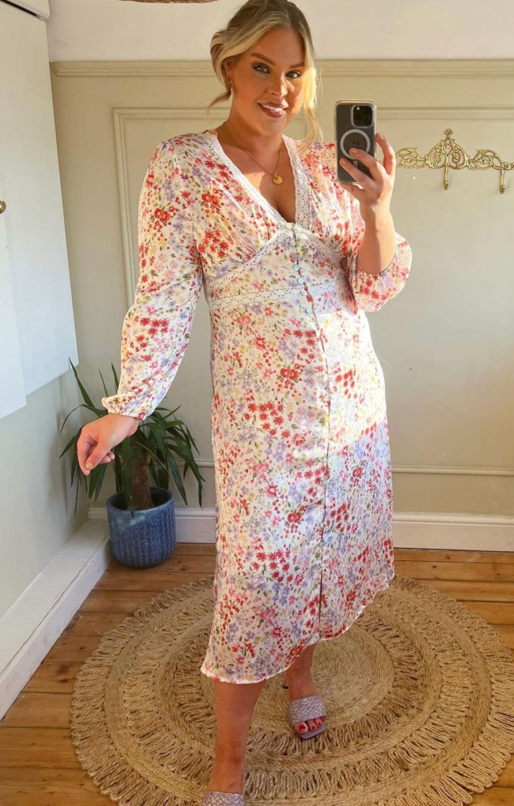 Nobody's Child Sephora Lace Trim Midi Dress