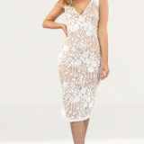 Nude & White Floral Midi Dress product image