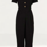 Oasis Button Through Linen Look Tailored Jumpsuit