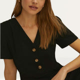 Oasis Button Through Linen Look Tailored Jumpsuit