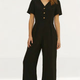 Oasis Button Through Linen Look Tailored Jumpsuit
