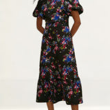 Oasis Ditsy Floral Tiered Scuba Midi Dress