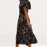 Oasis Ditsy Floral Tiered Scuba Midi Dress