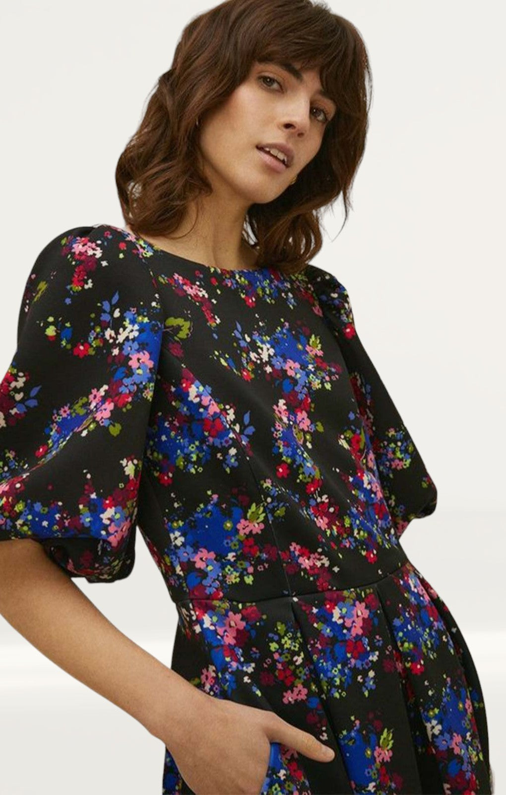 Oasis Ditsy Floral Tiered Scuba Midi Dress