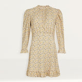 Oasis Floral Frill Neck Puff Sleeve Crinkle Dress product image