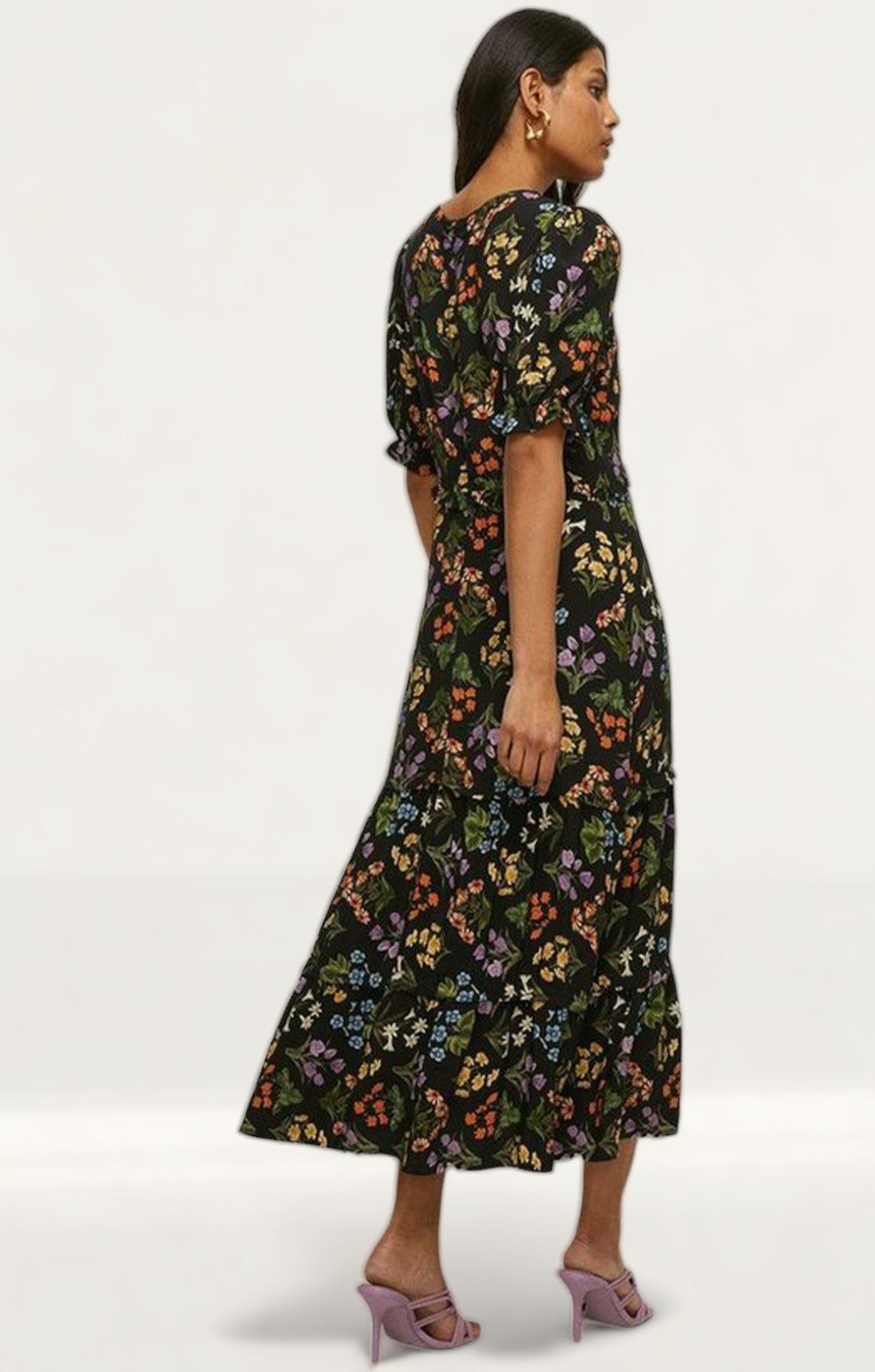 Oasis Frill Ruffle Bouquet Floral Midi Dress