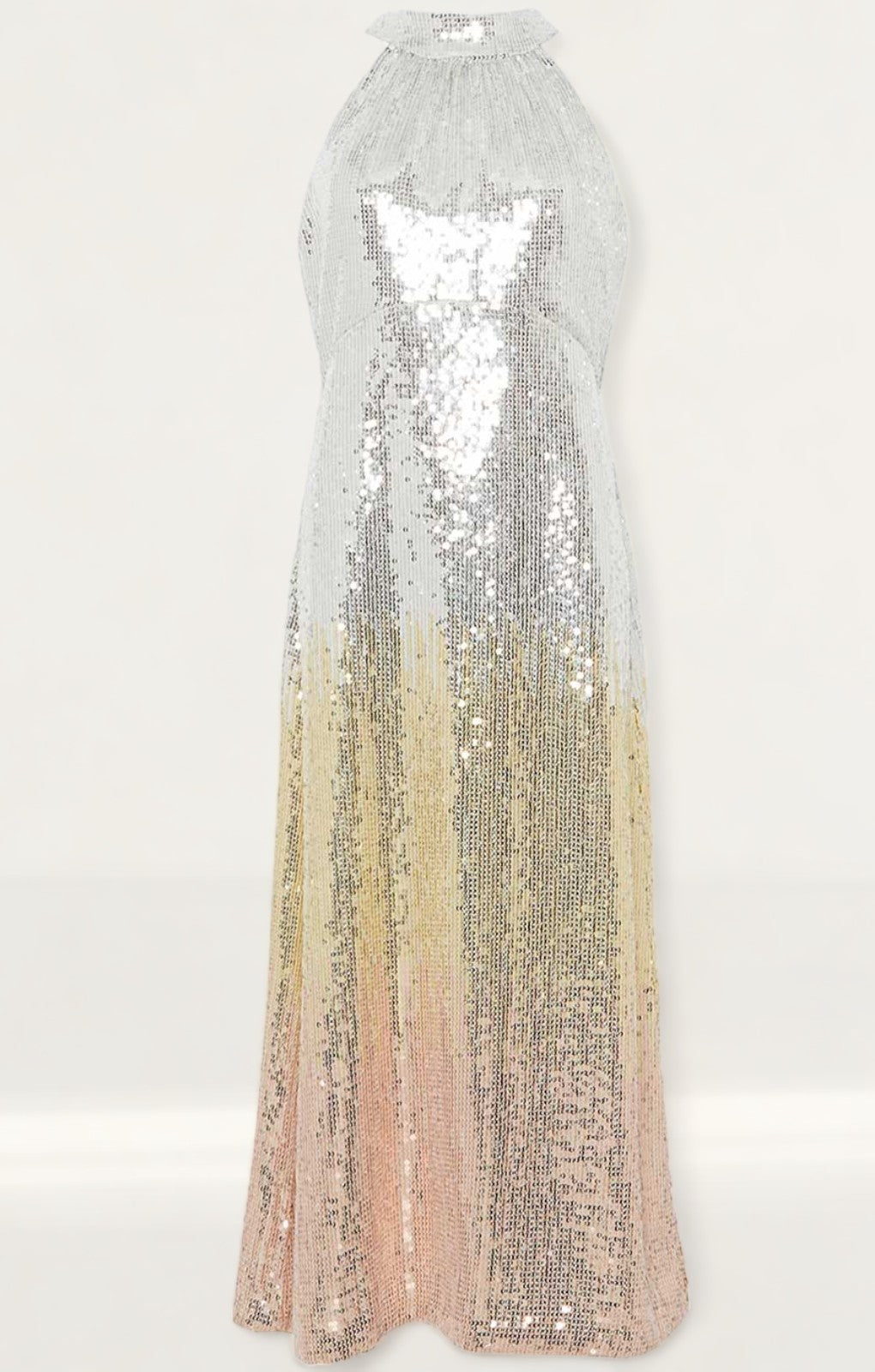 Oasis Hand Embellished Ombre Sequin Halter Midi Dress product image