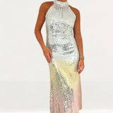 Oasis Hand Embellished Ombre Sequin Halter Midi Dress product image