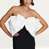 Oasis Mono Contrast Taffeta Bow Mini Dress