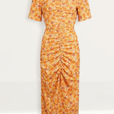 Oasis Orange Cut Out Ruched Front Crinkle Midi Dress
