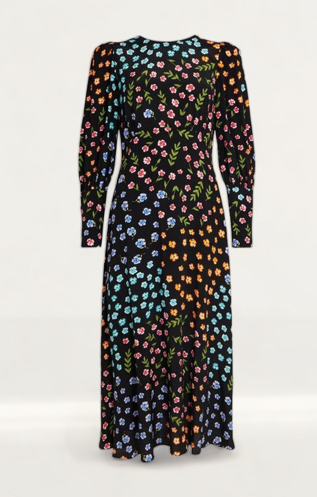 Oasis Patchwork Floral Puff Sleeve Midi Dress