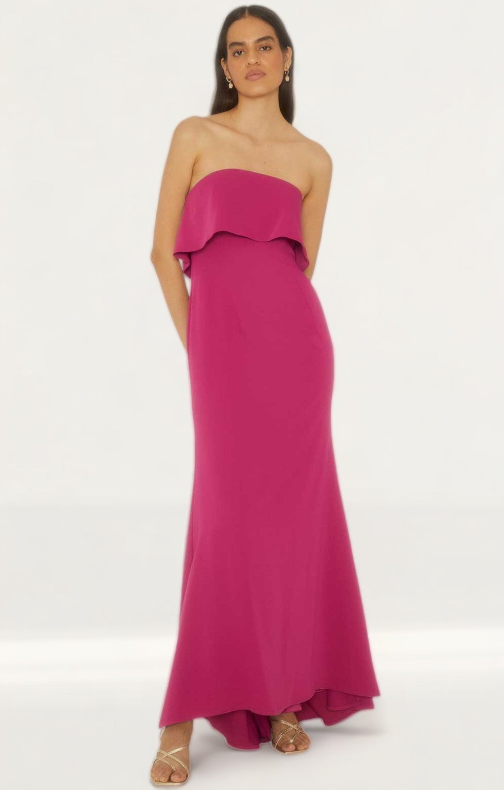Oasis Pink Premium Crepe Bandeau Maxi Dress